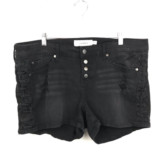 torrid | Shorts | Torrid Denim Shorts Black Lace Up Sides Jean 6 ...